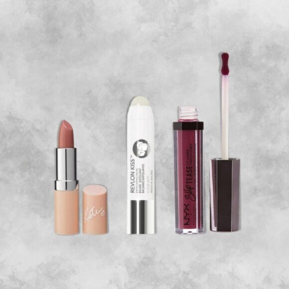 Lipstick Bundle Revlon Kiss Exfoliating Balm NYX Slip Tease Rimmel by Kate W NWT - Picture 2 of 3